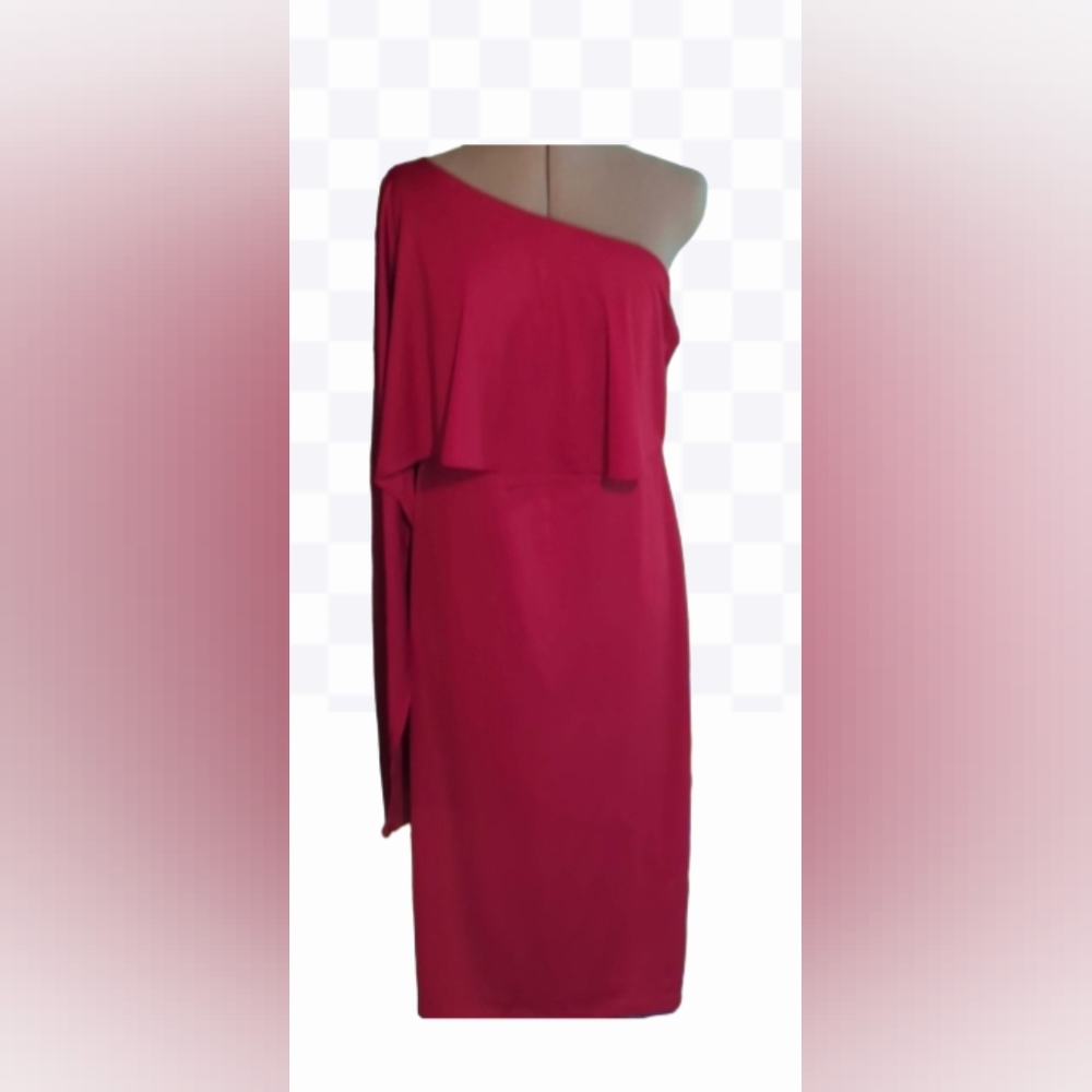 Dress. NWOT. One shoulder. Hot Pink -redish Shade.Elegant.